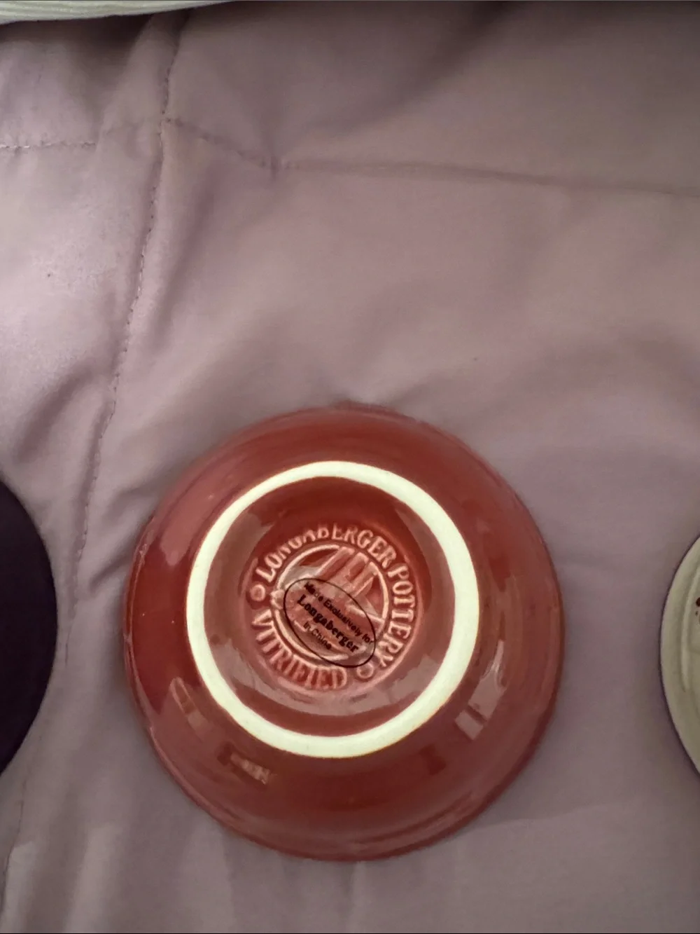 Set of 3 Ceramic Bowls - Purple, cranberry,  red Cream Longaberger cups dessert